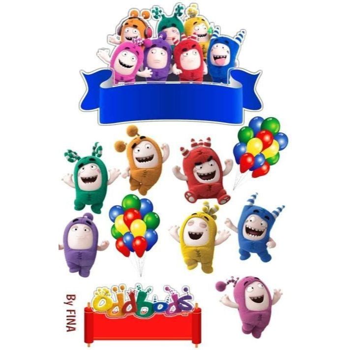 oddbods/Topper Cake Happy Birthday Bisa Request Nama dan umur/Topper oddbods Hiasan kue /Topper mura