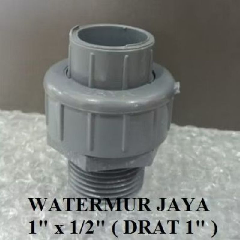 ￼WaterMur / Water Mur Fitting PVC Merk Jaya 1" x 1/2" ( 1" Drat , 1/2" Polos )