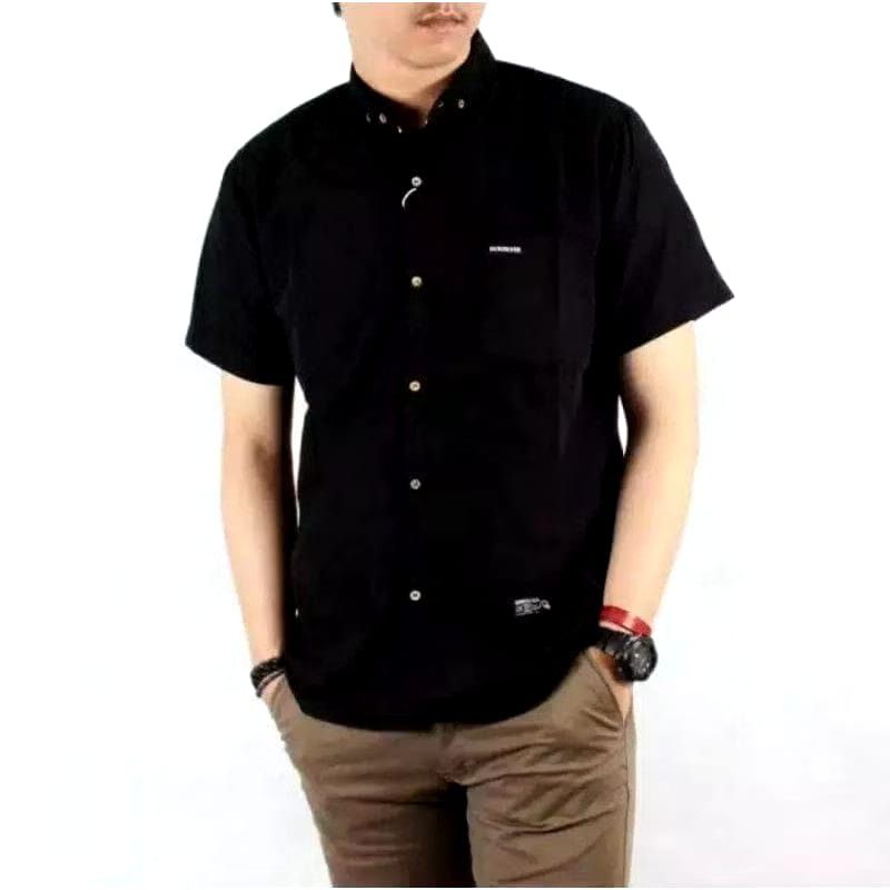 Baju Kemeja Pria Lengan Pendek | Hem Pria | Kemeja Kasual Cowok | Kemeja Polos Pria Hitam Maroon Put