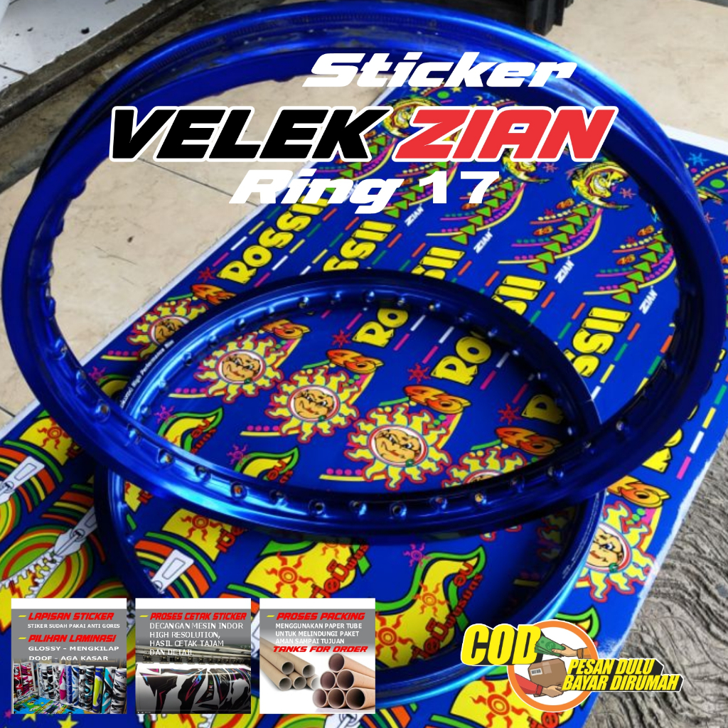 Sticker Velek Zian Rossi Ring 17 Warna Biru merah Stripingstore icdstore