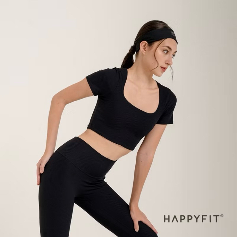 Preloved Sports Bra Ribbed Crop T-shirt "Brand Happyfit"