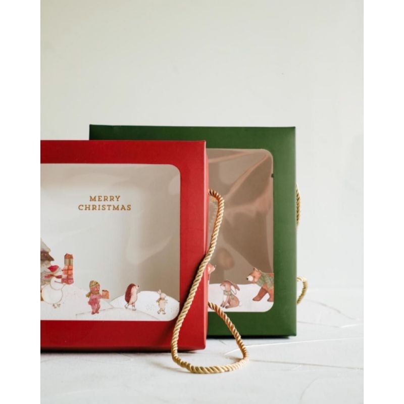 

(MIN 5 PCS) BOX NATAL SNOW LAND 20X20CM, KOTAK DUS CHRISTMAS HAMPERS