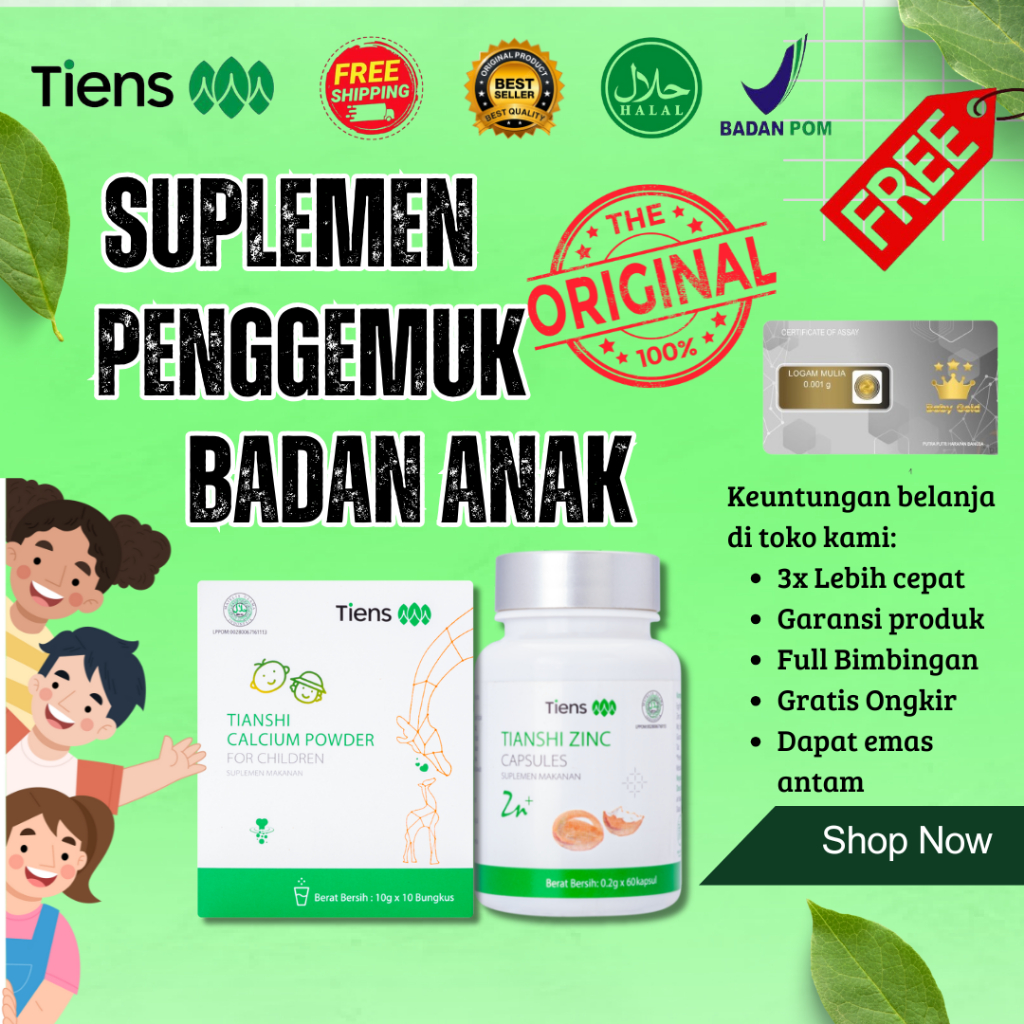 ZINC TIENS SUSU PENGGEMUK BADAN UNTUK ANAK ANAK - ZINC LAKTAT TIENS ORIGINAL HALAL BPOM TERBUKTI