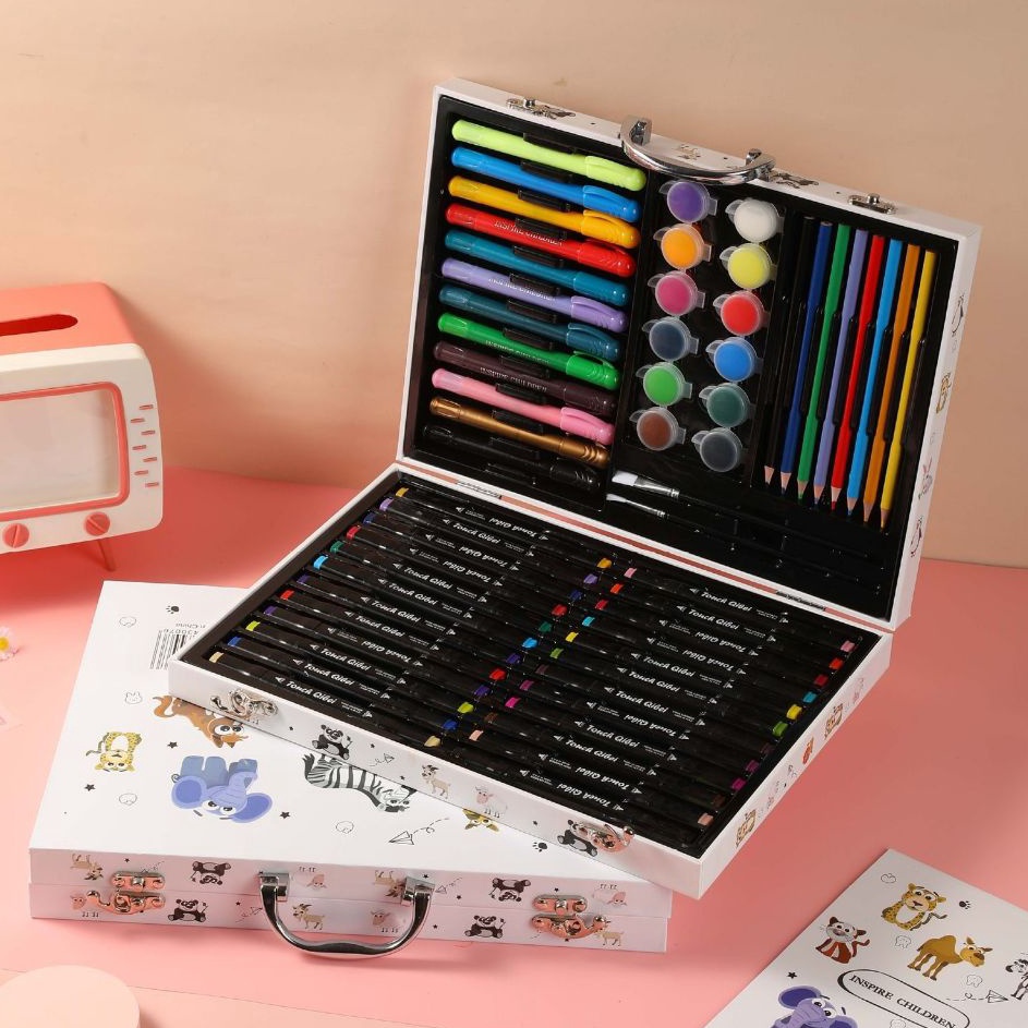 

Super Sale WD Crayon Set 58pcs Koper Aluminium Besi Krayon Pensil Warna 58 Pcs Box Alat Lukis Anak Koper Set CR 58