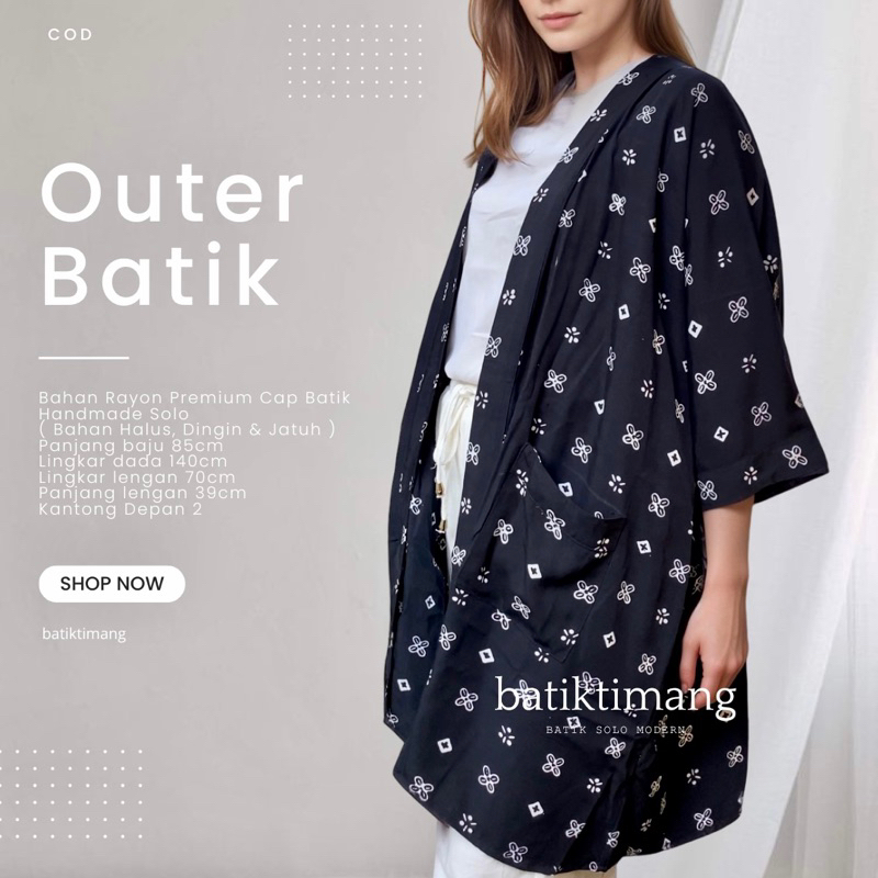 Timang Outer Cardigan Batik Modern Wanita Kekinian Allsize Jumbo Ld 110cm Panjang 85cm  Bahan Rayon 
