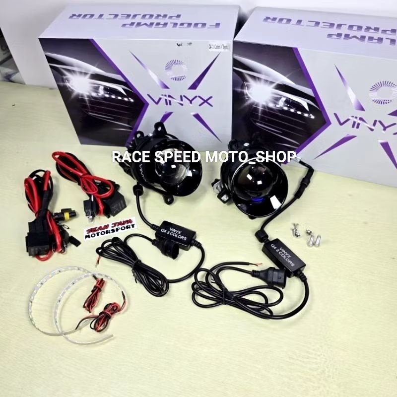 BILED PROJECTOR FOGLAMP VINYX Q4 3WARNA TOYOTA HONDA