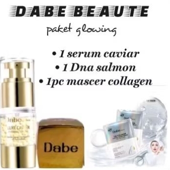 paket glowing serum caviar,DNA salmon+ 1pc mascer collagen dabe beaute