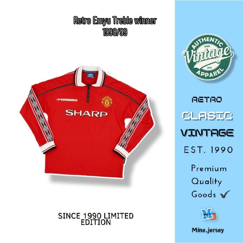 Retro Jersey Vintage Mu Treble 1999 Lengan Panjang