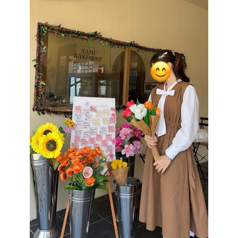 preloved overall outer warna moka/cokelat ragambentala, outfit baju dress vintage yearbook, old