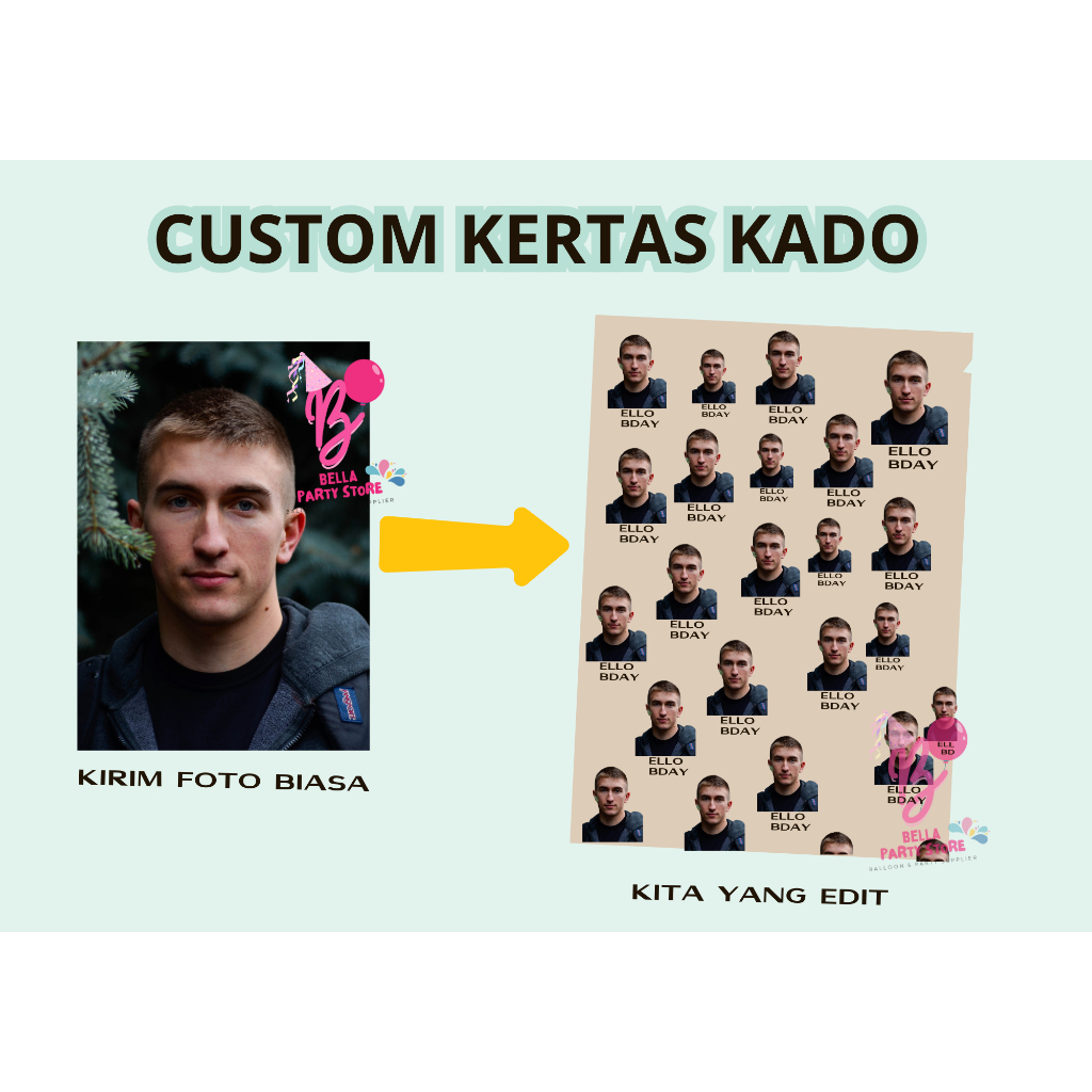 

[UKURAN A3] kertas kado custom bebas request karakter kertas kado wajah wrapping Paper Gambar Muka Suka-Suka Pattern