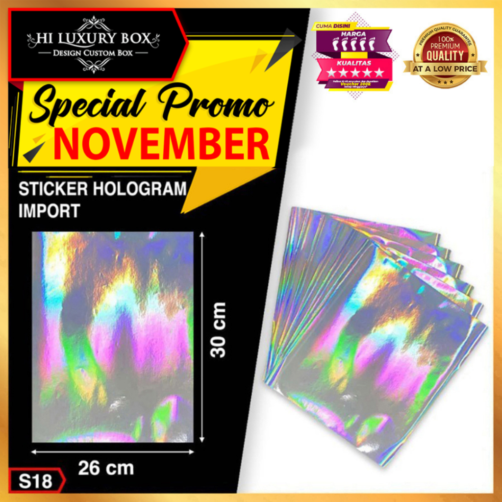 

STICKER HOLOGRAM|LEMBARAN|IMPORT|LABEL|MURAH|AKSESORIS|26X30CM|S18