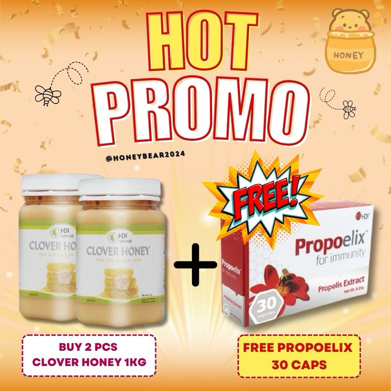 

HOT PROMO BELI 2pcs CLOVER HONEY @1kg FREE 1 BOX PROPOELIX 30CAPS