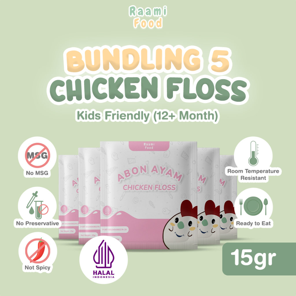

Raami Food Abon Ayam Anak Premium Penambah Nafsu Makan Tanpa MSG Tanpa Pengawet - Sachet 5 Pcs
