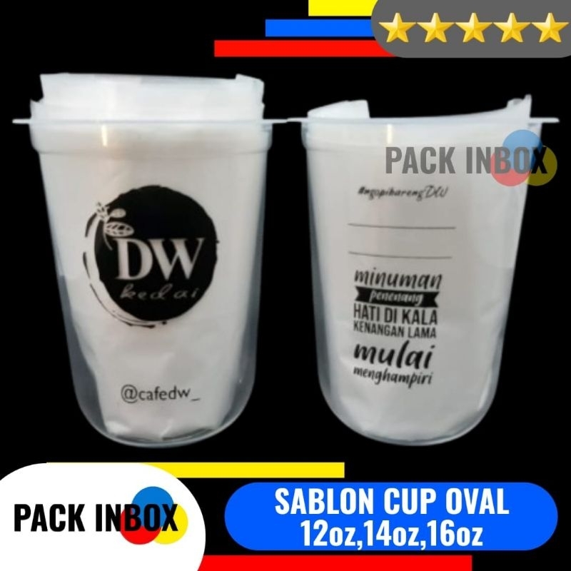 SABLON CUP OVAL 12oz 14oz 16oz CUSTOM DESAIN SABLON CUP OVAL 12 oz 14 oz 16oz