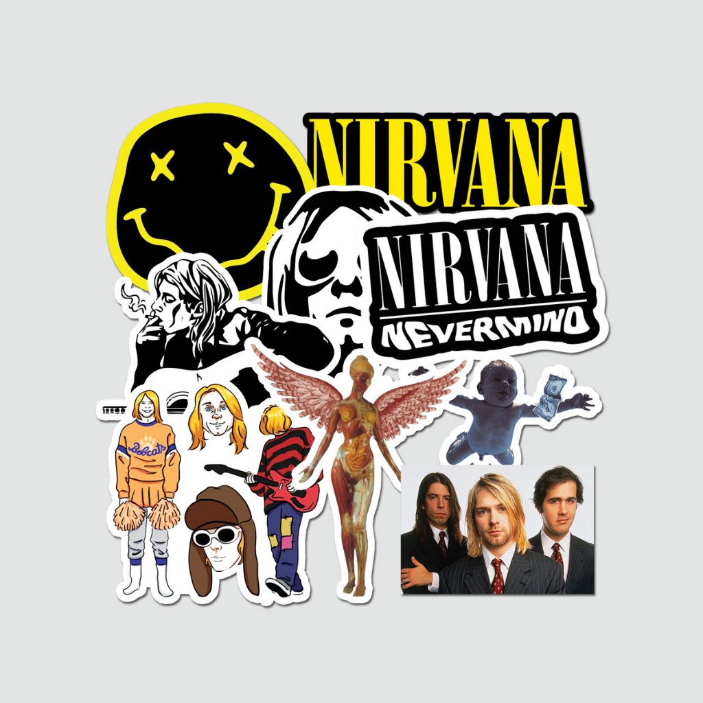 

NIRVANA LOGO pack - STICKER CUTTING / METAL / BAND INDIE / POP PUNK STIKER SATUAN / HELM / LAPTOP / HP