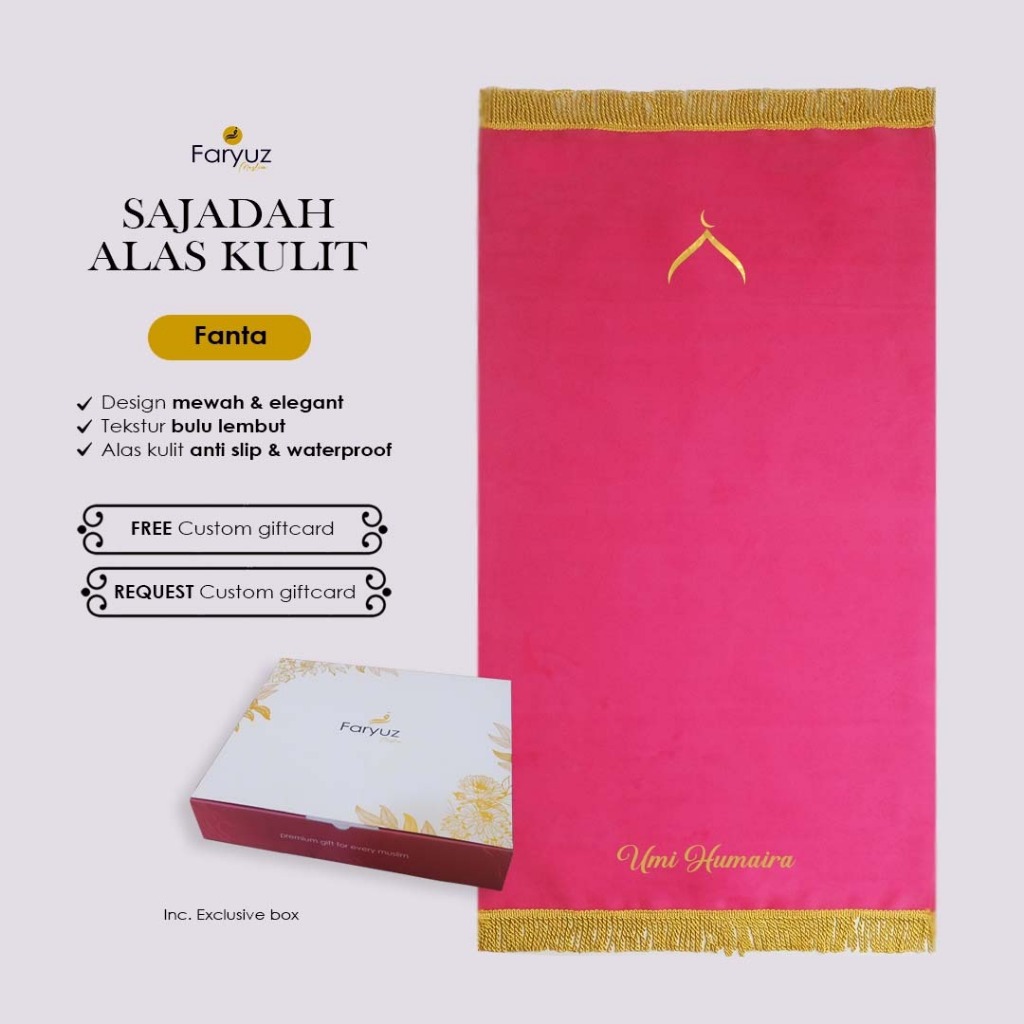Faryuz - Sajadah Pink Fanta Polos Premium Velboa Tipis Sejadah Wanita Alas Kulit Kado Hantaran Souve