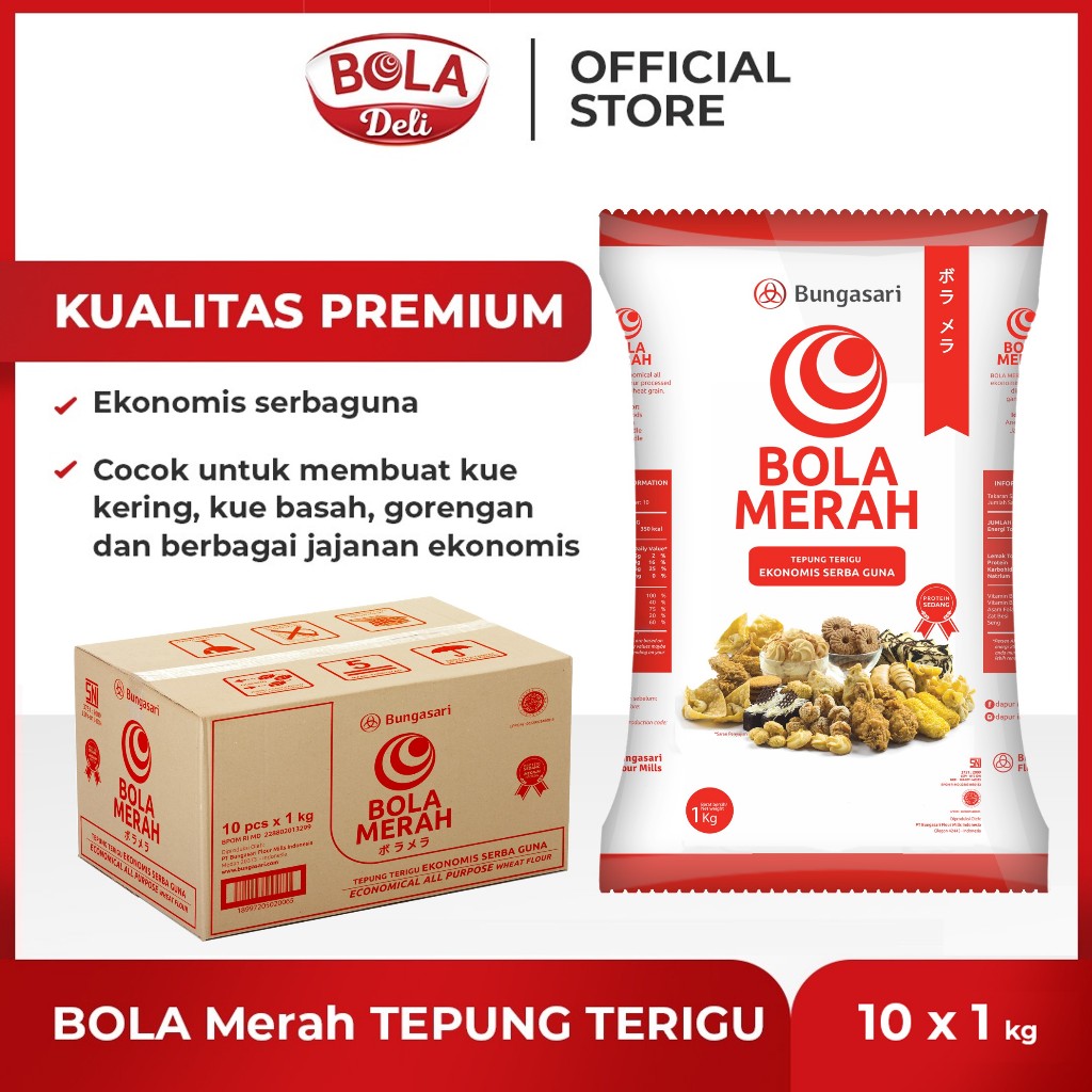 

Bungasari BOLA MERAH Tepung Terigu 1 kg Karton