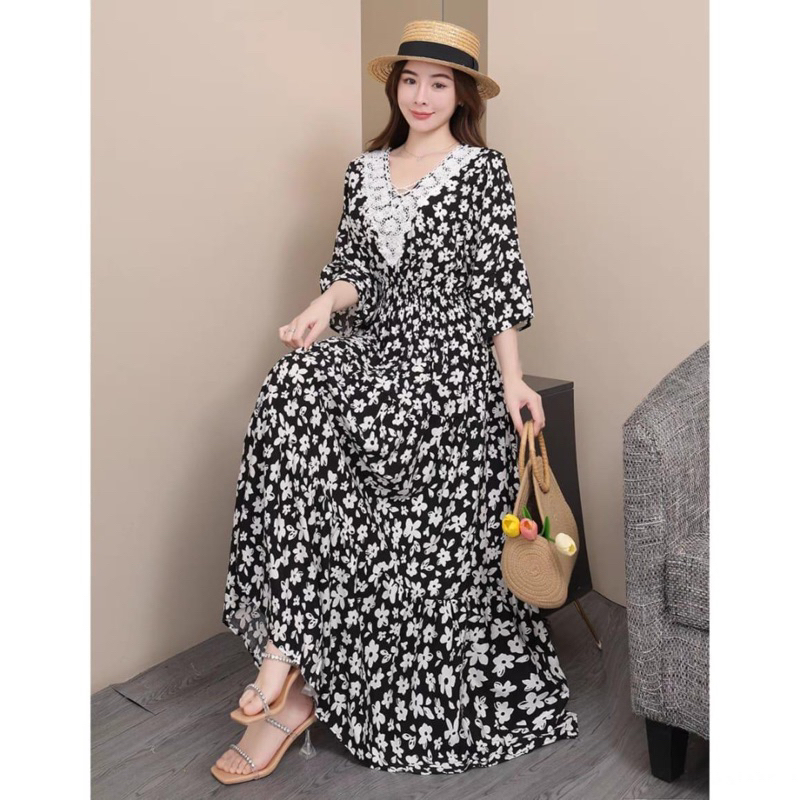 DRESS ZANETA SMOCKED WAIST KOREAN FASHION IMPORT