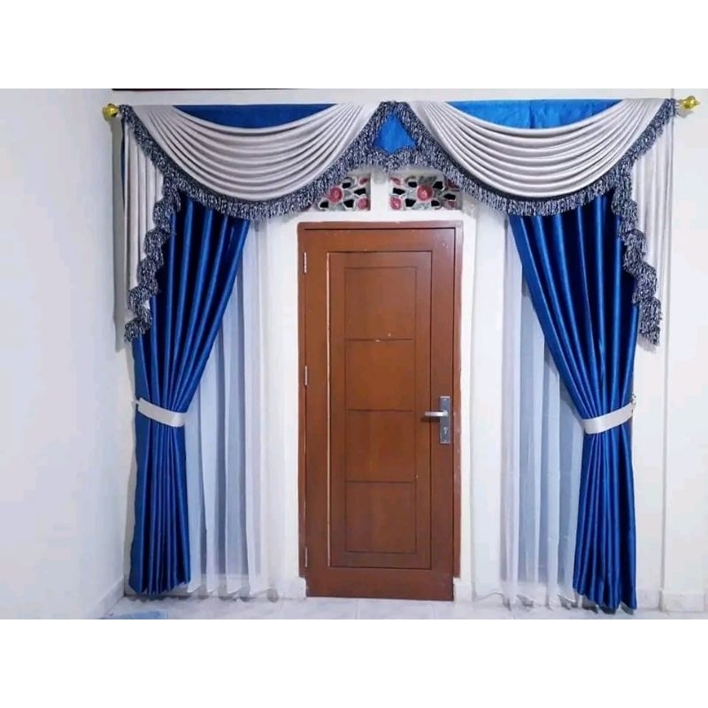 Gorden blackout Poni gelombang spanyol Gorden rumbai poni mewah Tirai jendela aesthetic