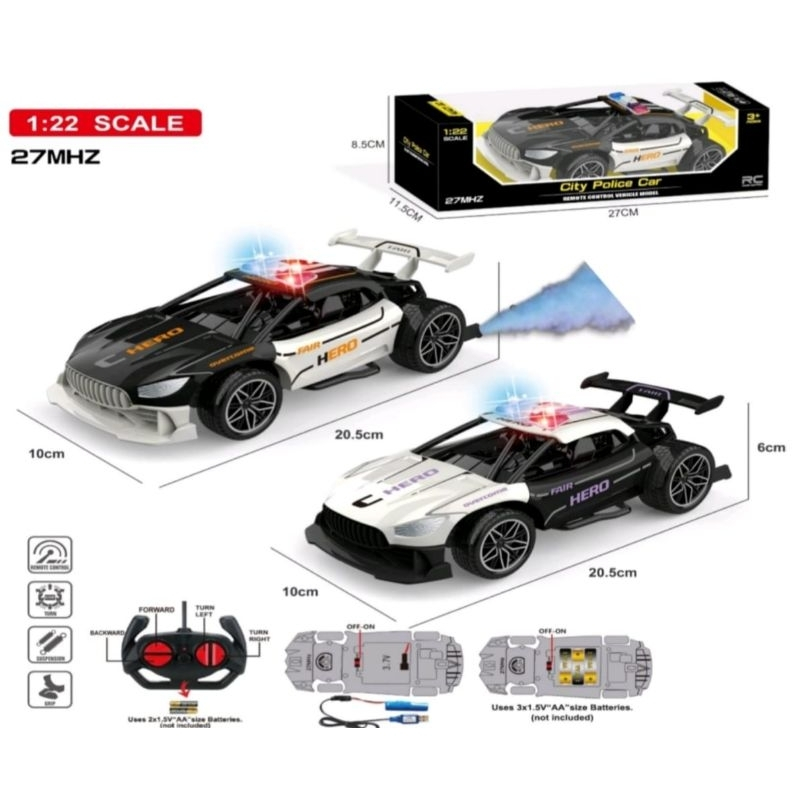 Mainan Anak Mobil RC City Police F1 Remote Control Polisi Mobil RC Polisi Asap