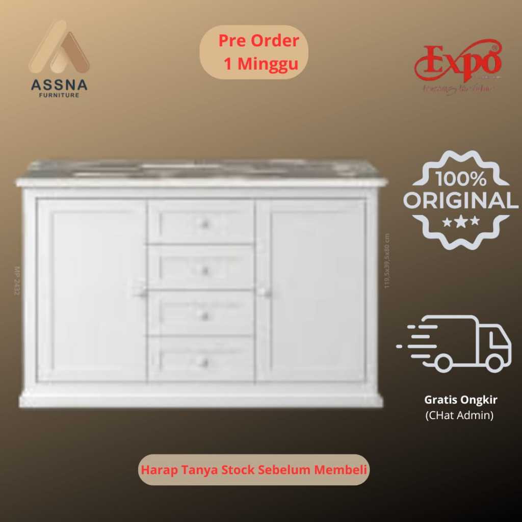 Meja Rak Lemari Credenza Expo MP 2432 Puzzle Putih White