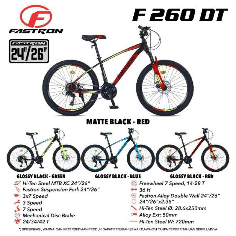 Sepeda gunung MTB 24 26 Fastron F 260 DT desain terbaru