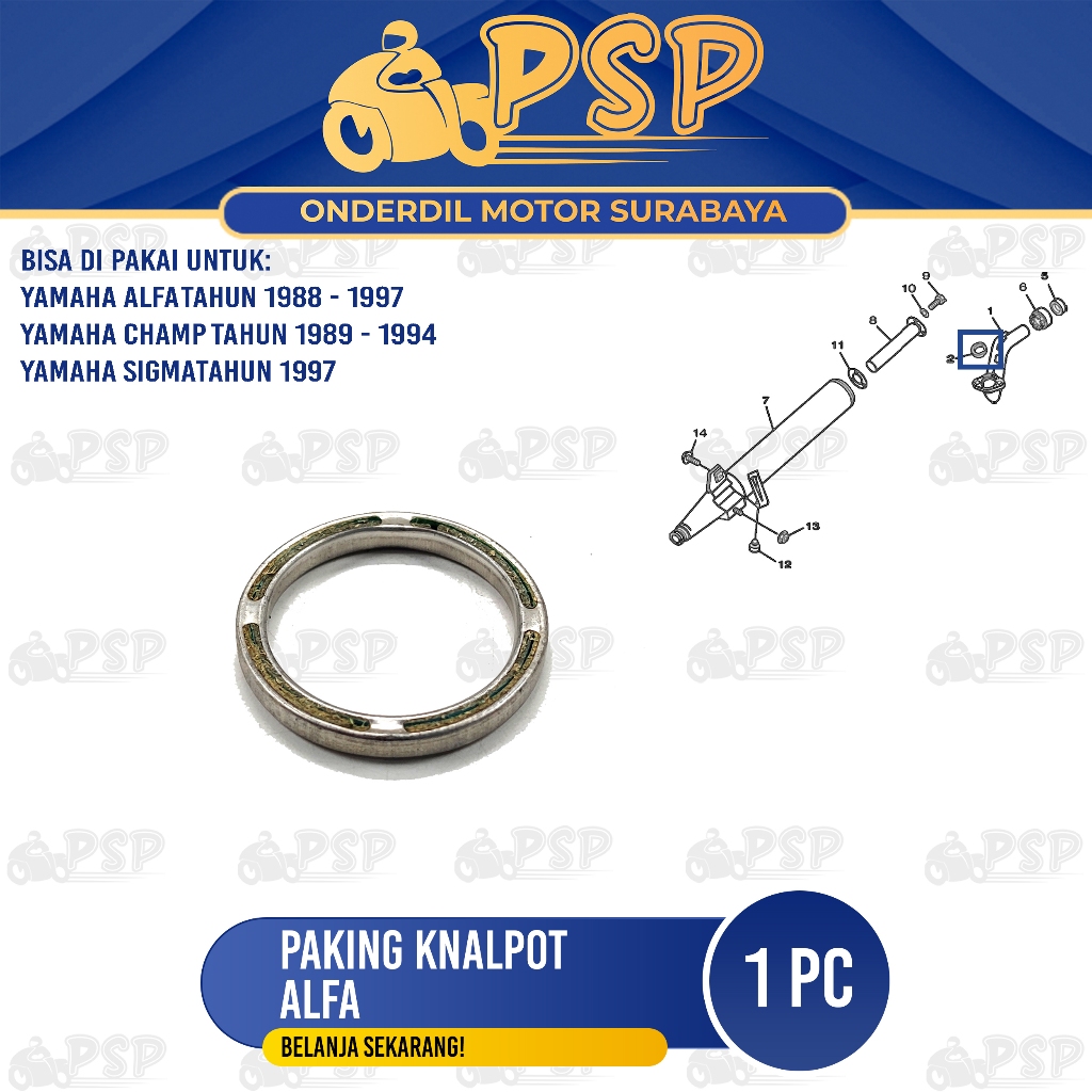 Paking Knalpot Alfa - Packing Asbes Gasket Exh Pipe Kenalpot Knalpot Yamaha Champ Sigma