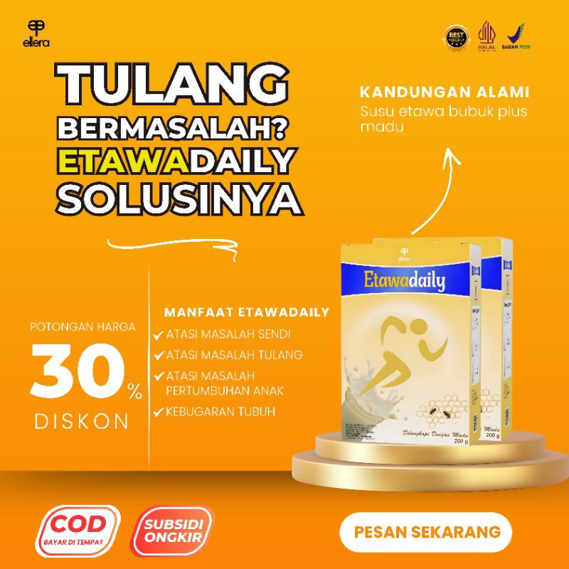 

SUSU KAMBING ETAWA ETAWADAILY ATASI NYERI LUTUT HALAL BPOM 200 GRAM