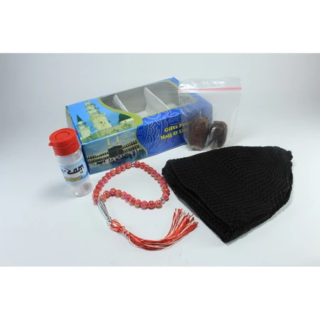 

Paket Kardus F Kopyah ciet-Kurma-Tasbih33-Botol zamzam 30ml Oleh oleh Haji Umroh-Isi 10