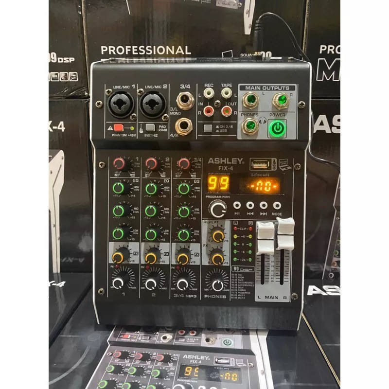 Mixer Audio Ashley Fix 4 (4 Channel ) 2 Mono 2 Stereo 99 Dsp effect