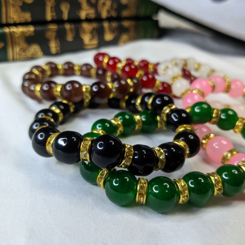 Gelang Giok Sekat | Gelang Giok Variasi | Gelang Giok Sintesis | Gelang Giok 10mm | Gelang Karet