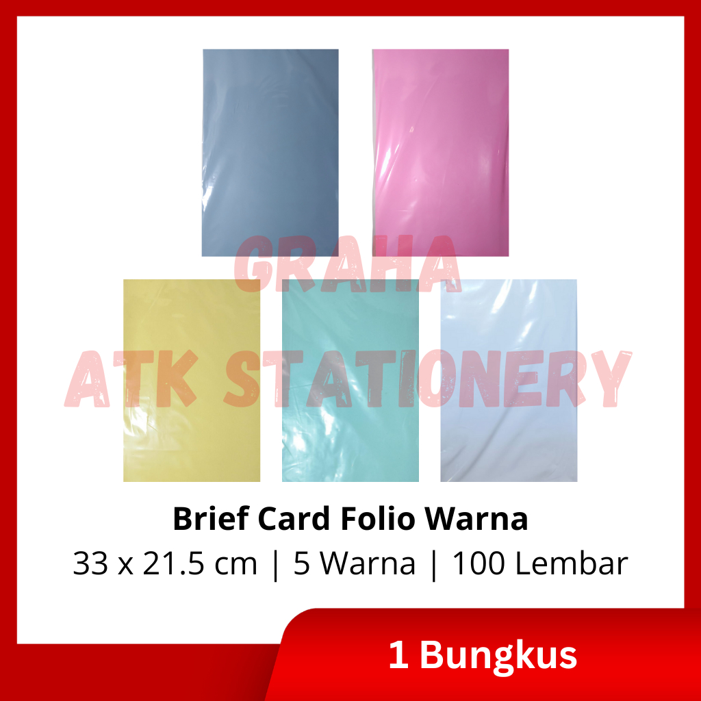 

[1 Bungkus] Karton BC Folio Murah Putih Warna / Kertas Manila HVS F4 / Brief Card Folio Murah Warna