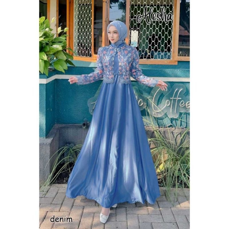 ALESHA SETELAN 2IN1 GAMIS PESTA BUSANA MUSLIMAH KONDANGAN LAMARAN NIKAHAN LEBARAN SERAGAMAN BRIDESMA