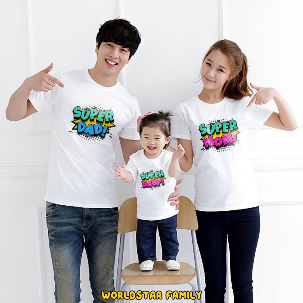 WSF Kaos Couple Keluarga SUPER COUPLE  Kaos Couple Keluarga Lucu Kaos Pasangan Kaos Keluarga Baju Ke