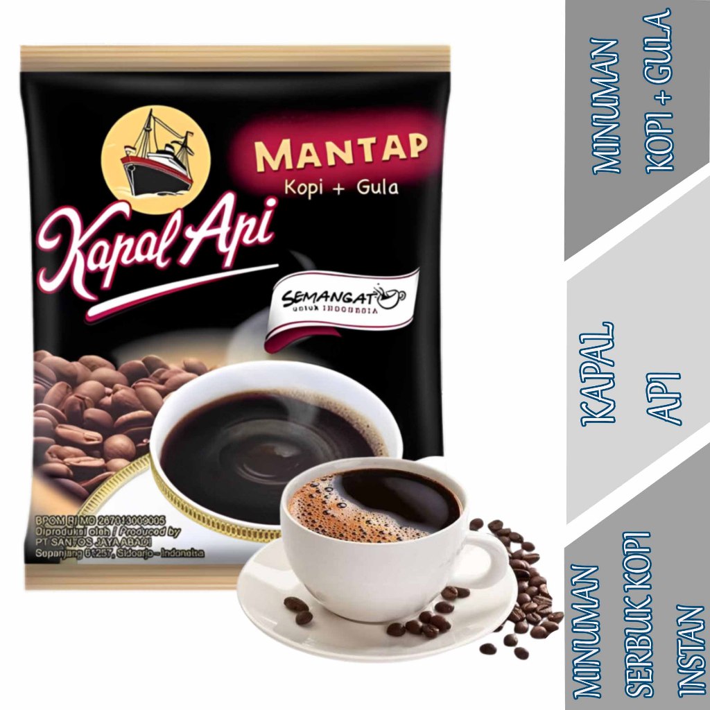 

Minuman Kopi Hitam Instan - Kapal Api - Minuman Serbuk Kopi + Gula - 10x25gr
