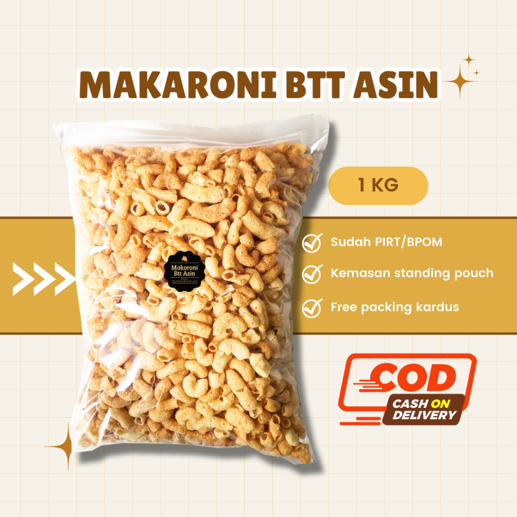 

[DELISH SNACKS] Makaroni Bantet Asin (Grosir) 250gr 500gr 1 KG / Snack Cemilan Grosiran Kiloan