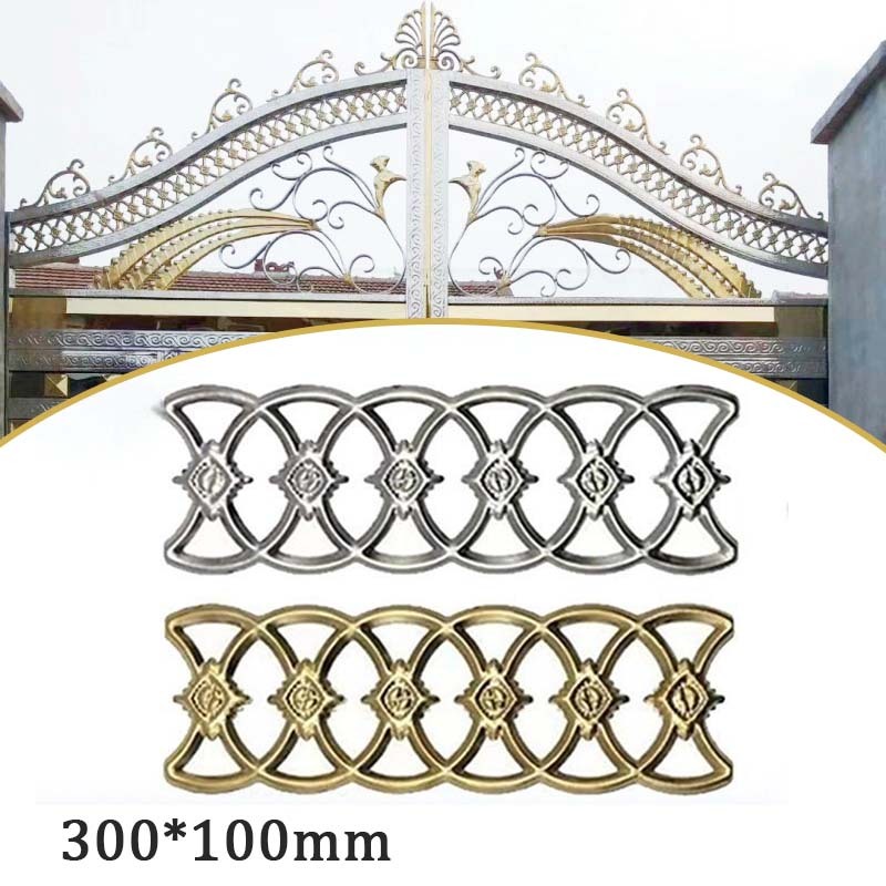Ornamen Pagar Besi Cor Stainless 100x300mm Hiasan Pagar Rumah Bunga Bulat Sambung