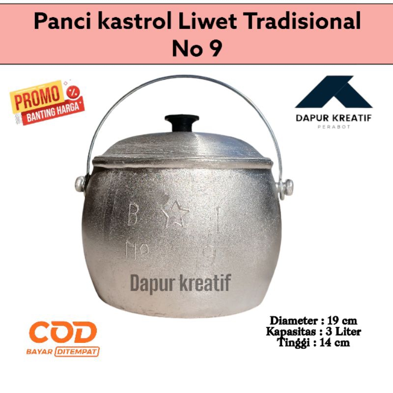 Kastrol Liwet No 9 ( 3,5 Liter ) panci kastrol liwet tradisional alumunium tebal