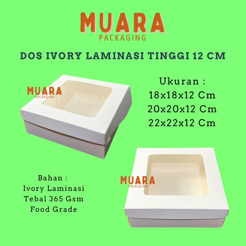 

Dos Ivory Laminasi Tinggi 12 Cm / Kardus Kotak Box Ivory Laminasi Hampers Makanan Cake Kue Pudding