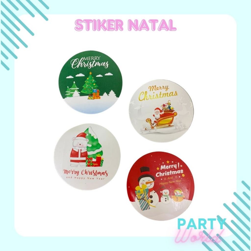 

1 Pcs Stiker Natal Merry Christmas Stiker Bulat Stiker Kemasan Pasrcel Stiker Toples Merry Christmas Tebal
