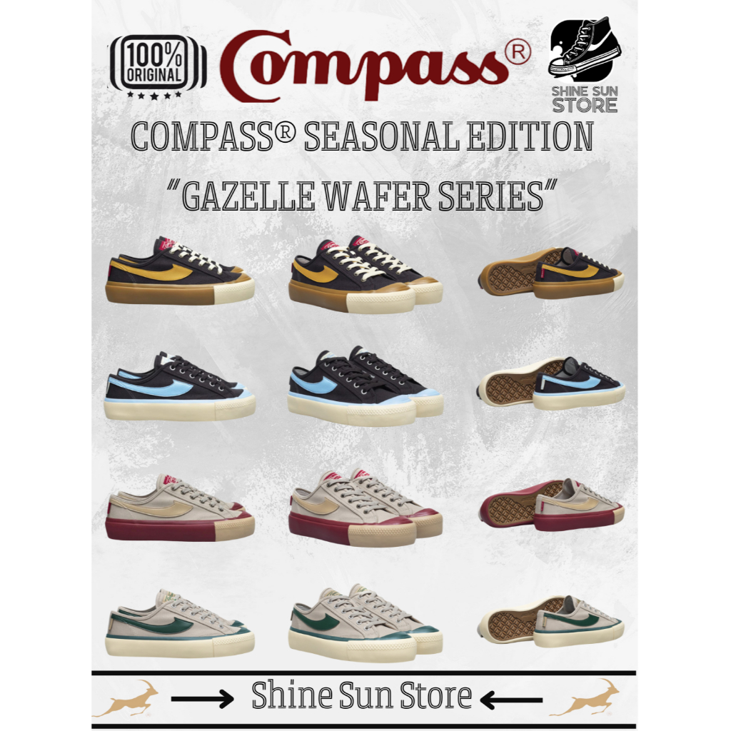 [ORIGINAL] Sepatu Compass Gazelle Low Wafer Green // Maroon // Caramel // Choco Ice