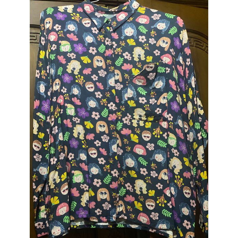 Idekuhandmade Kemeja devon navy cottonink preloved