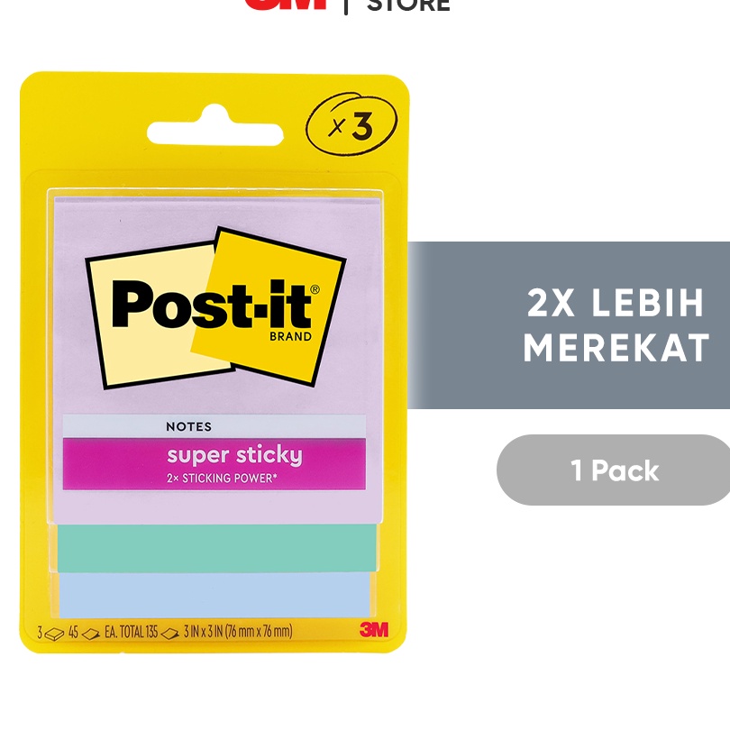 

KP8 3M Postit Sticky Notes Memo Tempel 33213SSJP 2x merekat 1 pak 76x76 mm Untuk penanda dan pengingat
