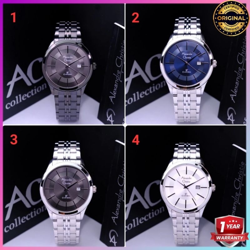 ORIGINAL GARANSI RESMI 1 TAHUN JAM TANGAN PRIA ALEXANDRE CHRISTIE ANALOG RANTAI STAINLESS STEEL ARLO