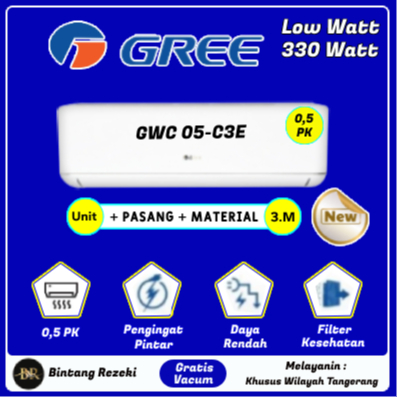 AC GREE 1/2 PK ( LOW WATT ) + PASANG