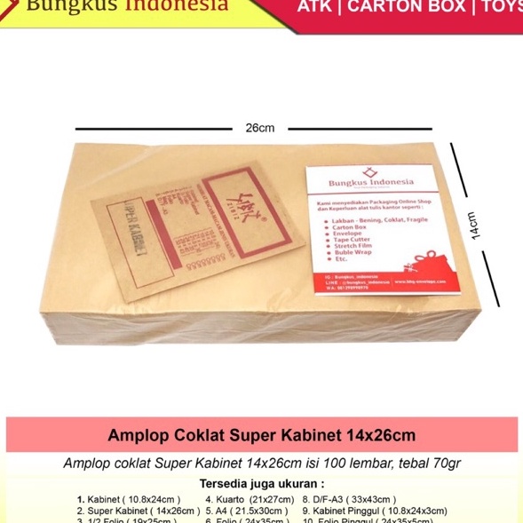 

Termurah Amplop Coklat Super Kabinet 7gr 14x26cm