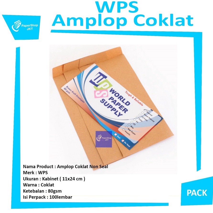 

Promo WPS Amplop Coklat Ukuran Kabinet 11 x 24 cm 1 Lembar Pack