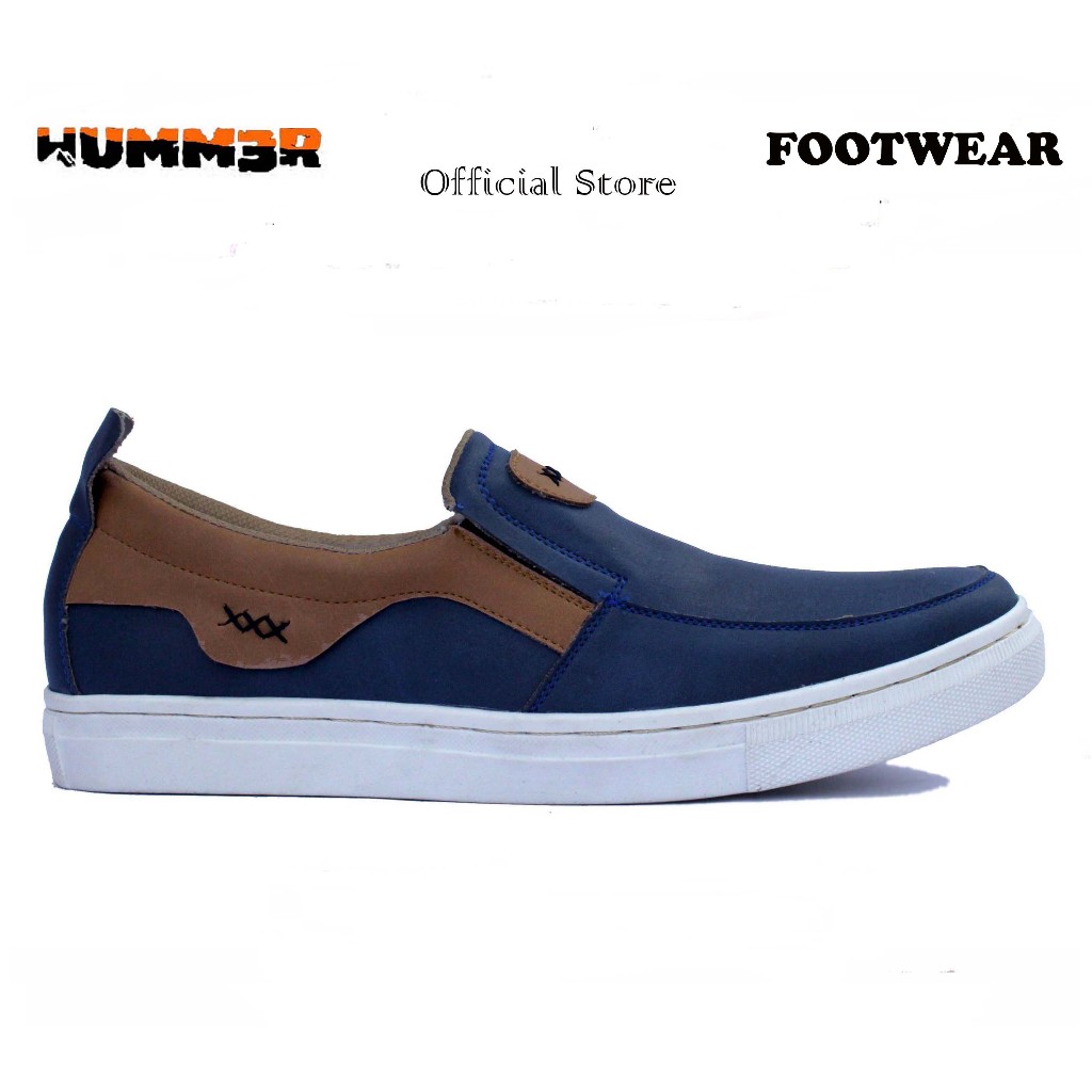 Humm3r Triple X Navy - Sepatu Casual Slip On Pria Big Size