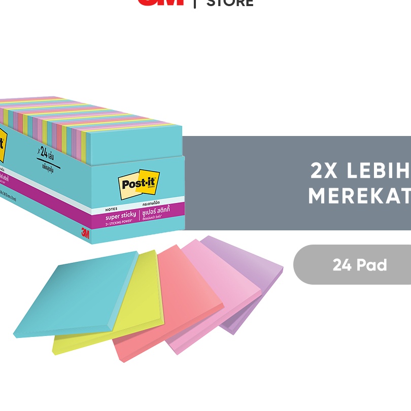 

Bonuskan 3M Postit Sticky Notes nova Neons 65424SSMIA 2x merekat 24 pad 76x76 mm Untuk penanda dan pengingat