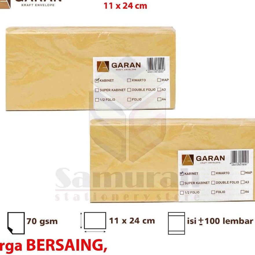 

KF7 Amplop Kertas Coklat GARAN Ukuran Kabinet Kaca 11 x 24 cm Amplop Gaji Jendela Kiri Kanan 7 Gsm Gram 1 pak isi 1